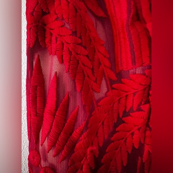 Bardot Red Lace Overlay Dress Size 4 - Picture 3 of 13
